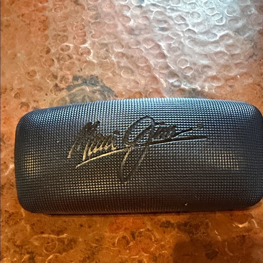 Maui Jim Sunglasses Case Hard Shell Clamshell Black Navy Blue Textured Logo